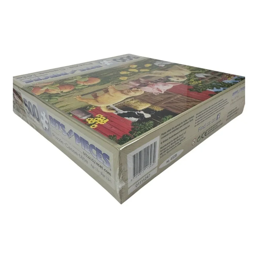 NEW Bits & Pieces Tug Of War 500 Piece Puzzle Puppies Pigs Cow Chicken Farm - Picture 3 of 8